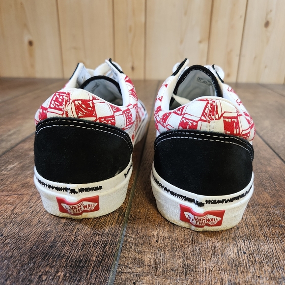 Vans Old Skool Low Sketch Red Checkered Shoes Men's 8.5 Women's 10 Skater Punk - Picture 6 of 10